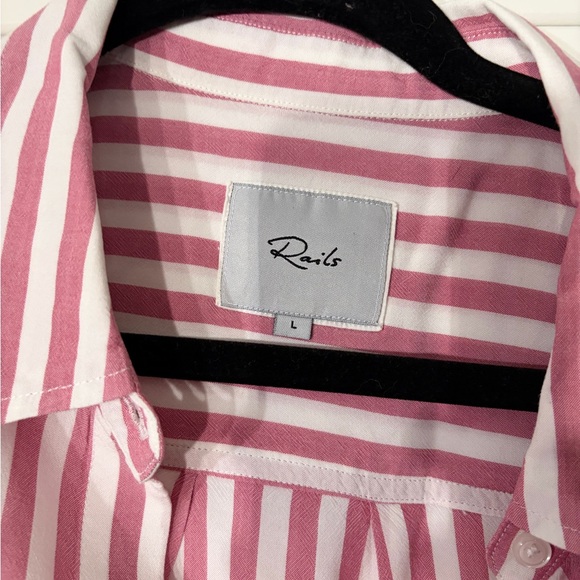 Rails Pink and White Striped Button-Up Tie Front Shirt - Picture 3 of 5